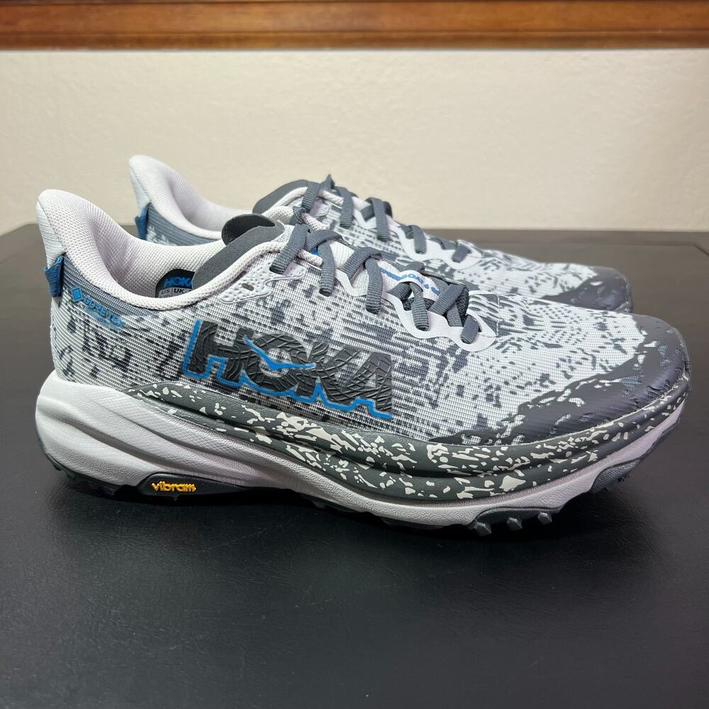 Hoka One One Speedgoat 6 GTX Blue Gray Running Shoes 1155150-SSTT Mens 9.5D
